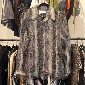 Vintage Chic Fuzzy Striped Snake Print B/u Blouse